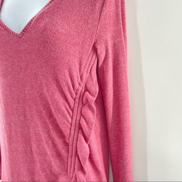 ANTHROPOLOGIE Pink V-neck Tunic Sweater - Picture 3 of 9
